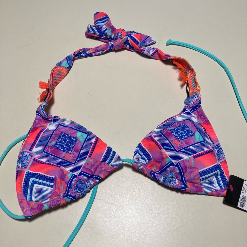Victoria’s Secret Bikini Top Swim Beaded Boho Bright NEW Small